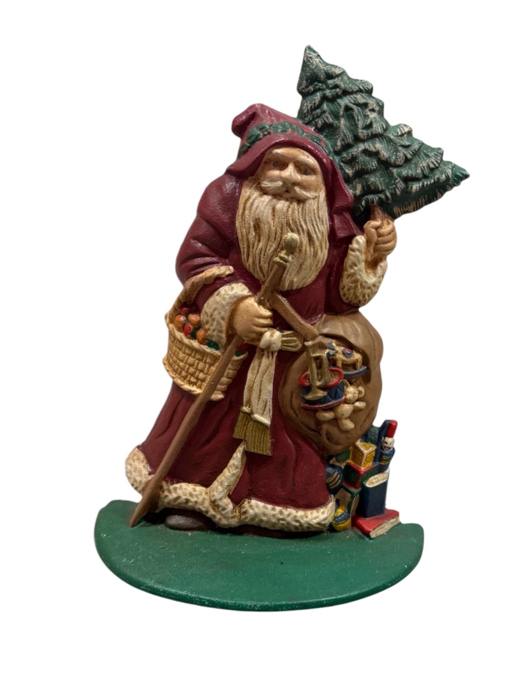 Vintage cast iron Santa Claus Christmas door stopper holiday decor 10” x 7”
